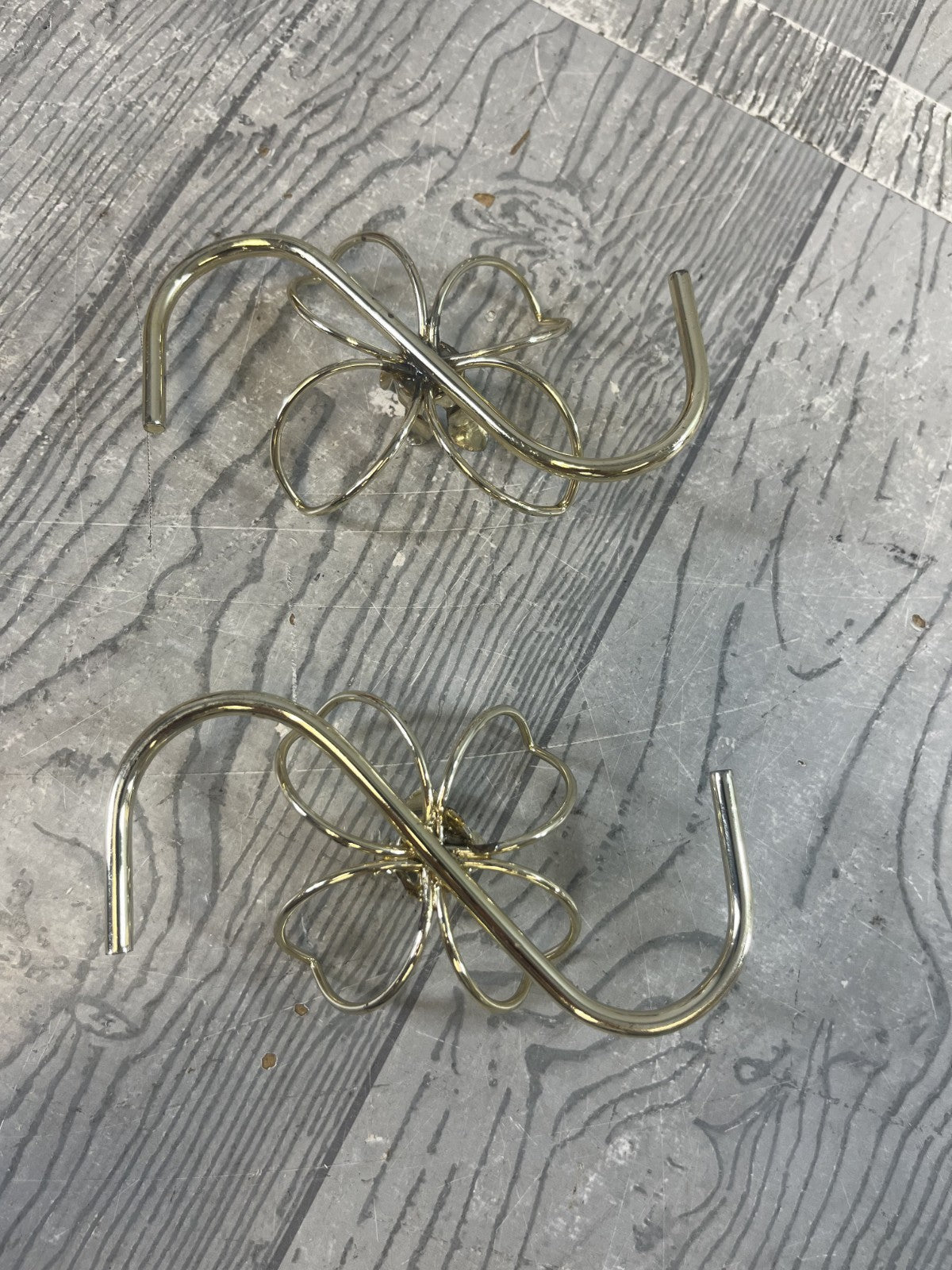 Vintage Metal Wire "Flowers" Candle Holder Set Silver Tone