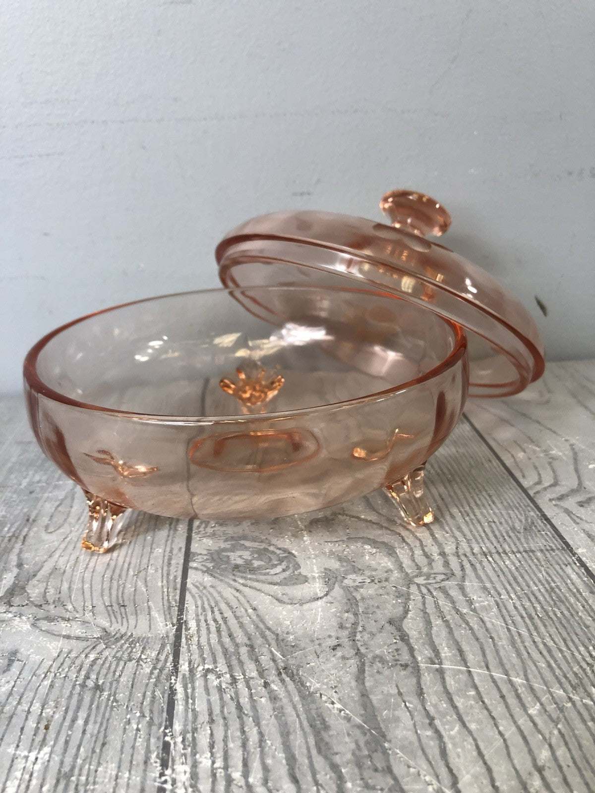 Light Pink Decorative Trinket Bowl for Home Decor - Floral Designs - W/ Lid