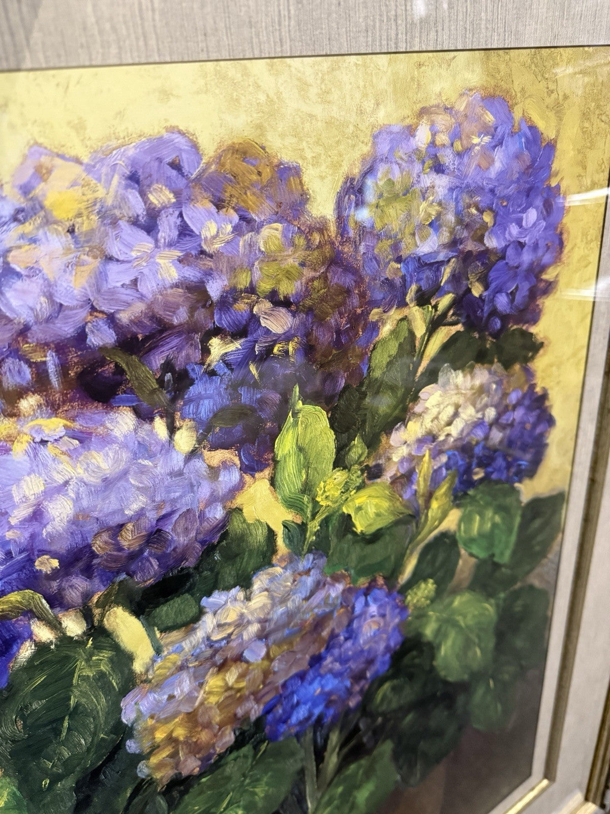 Hortensias Azules In Style Of Josefina Ripoll Signed With Textured Frame
