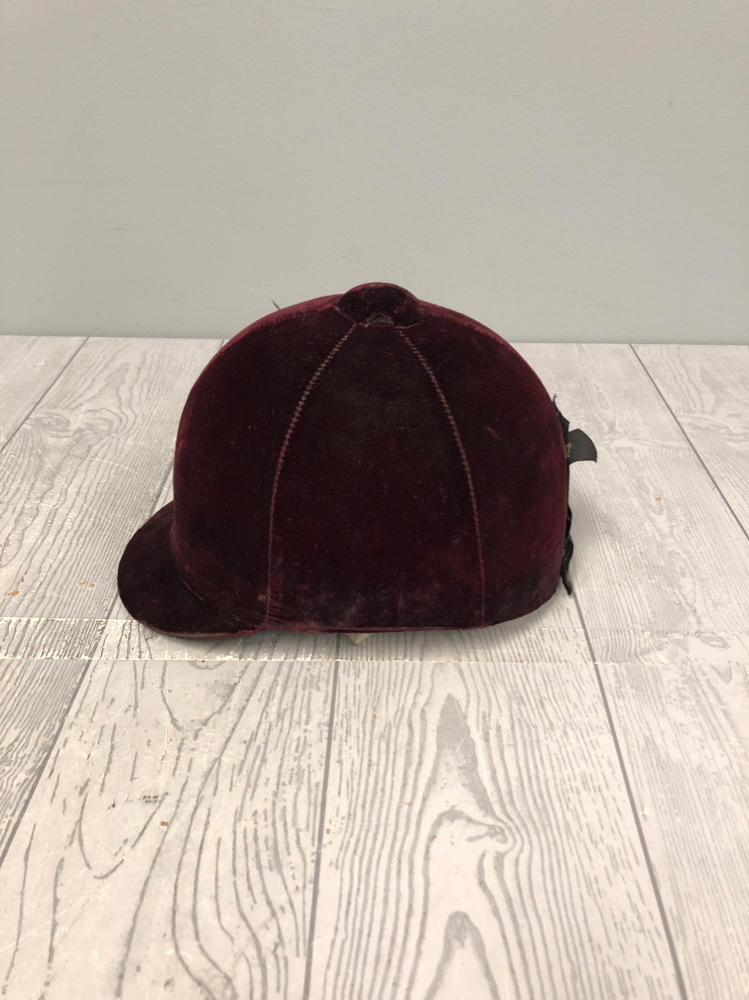 International Riding Helmet Equestrian Burgundy Velvet Adjustable Strapp