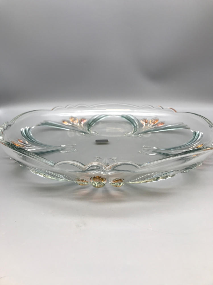 Mikasa French Floral Bouquet 12.5" Round Serving Glass Platter - New in Box