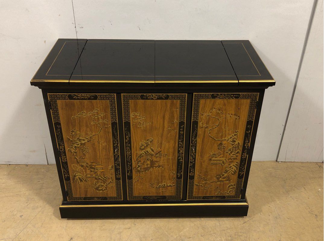 Large Vintage Oriental Asian French Country Side Table Sideboard Bar by Drexel