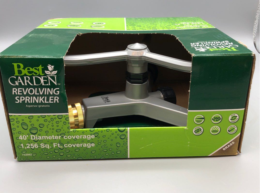Best Garden Revolving Sprinkler - Covers 40" diameter & 1,256 sq ft - NEW