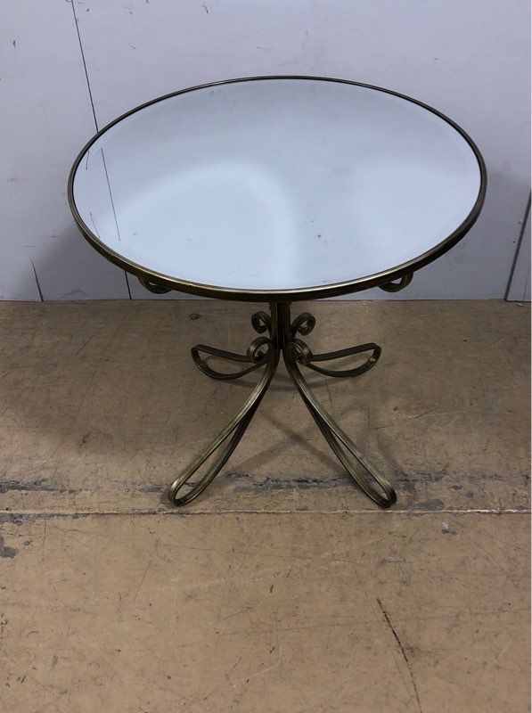 Modern History Provence Center Table - Brass Colored Base with Mirrored Top