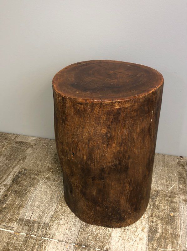 Brown Wooden Stump Style Side Table or Stool - Felt Fabric on bottom - Furniture