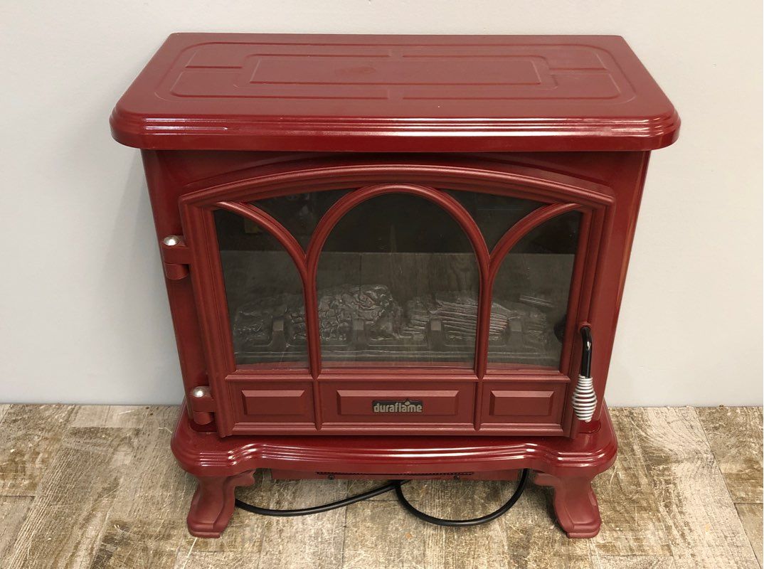 Red Vintage Duraflame Electric Fireplace With Remote Control - Model DFS55013