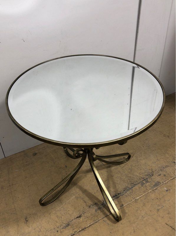 Modern History Provence Center Table - Brass Colored Base with Mirrored Top