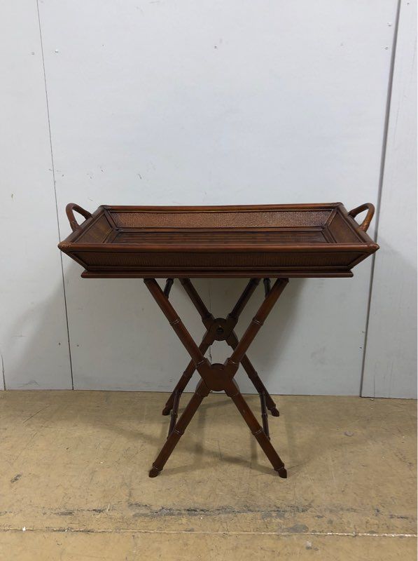 Maitland-Smith (British) Bamboo Style Tray Table, H 33.5" W 23" L 37.75"