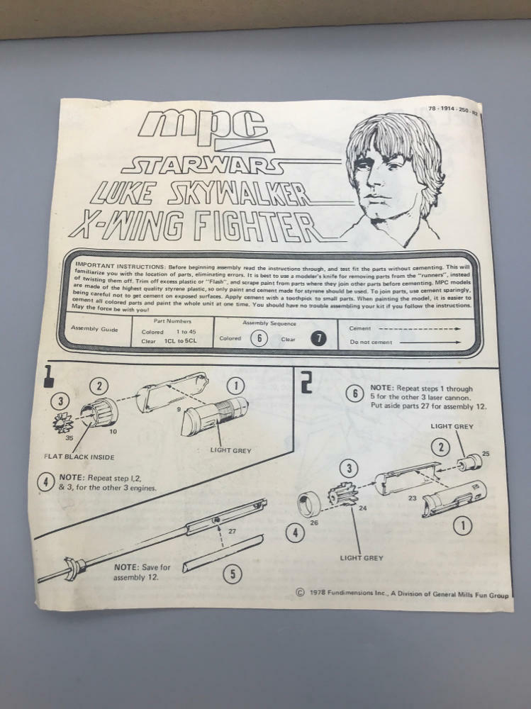 Star Wars MPC Luke Skywalker X-Wing Fighter 1978 Toy - Opened In Original Box - Good