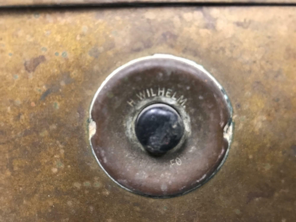 salvaged vintage mailbox and doorbell unit