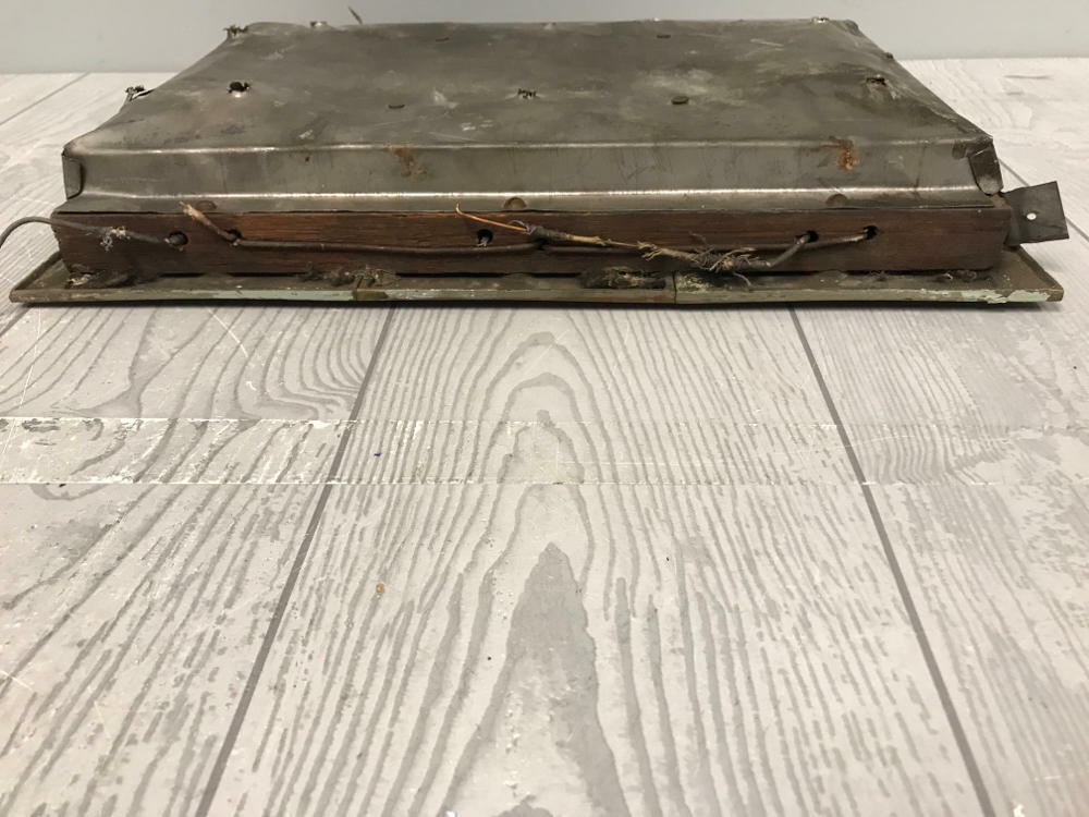 salvaged vintage mailbox and doorbell unit