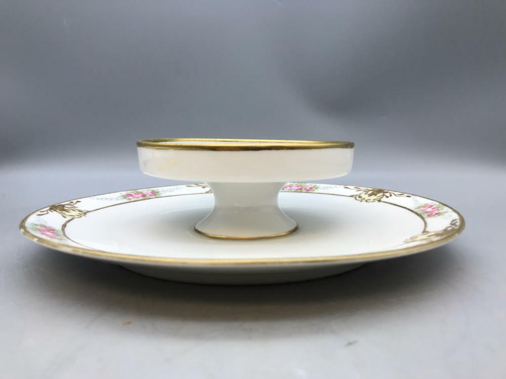 Nippon Hand Painted 2-Tiered Serving Dish in Moriyama Pattern