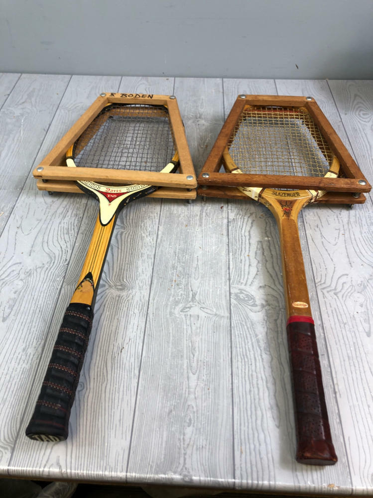 Vintage Tennis Racquets - Press-two Vintage Tennis Racquets - SLAZENGER & Davis - Good