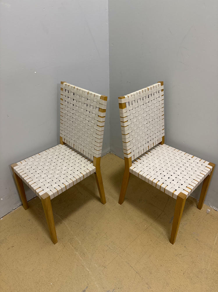 Pair of Cream Colored Woven Chairs Designed by Conran - Wooden Oak Frame - Good