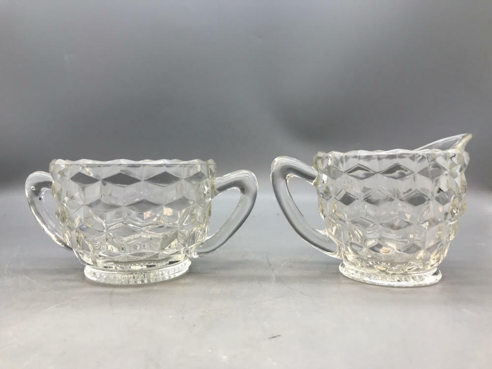 Vintage Clear Depression Glass Sugar and Creamer Set