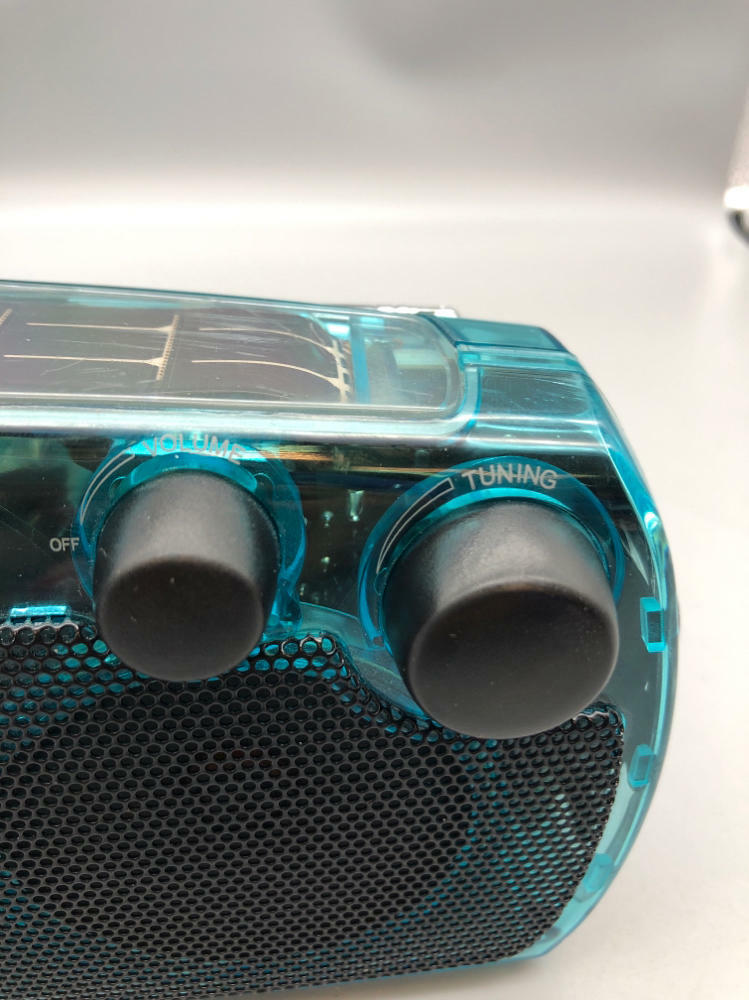 FREEPLAY Self Powered Solar AM/FM Emergency Radio Crank Clear Blue/Green - Good