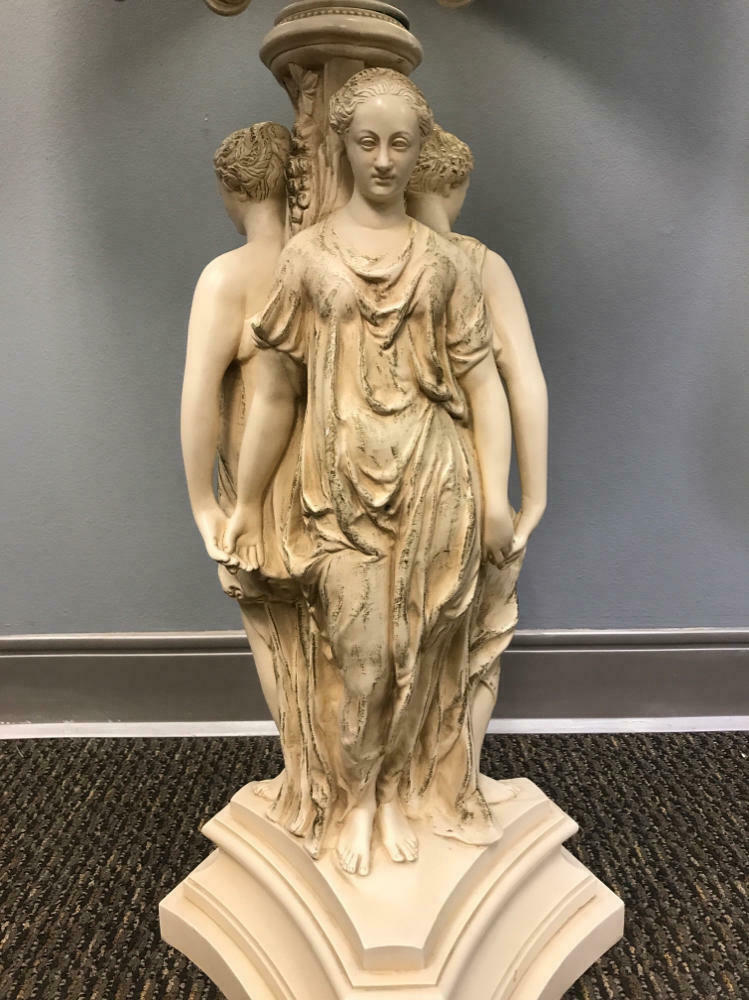 Pair of Large Vintage Lamps- 45" Tall- Three Graces Greek Goddesses on Bases - Good