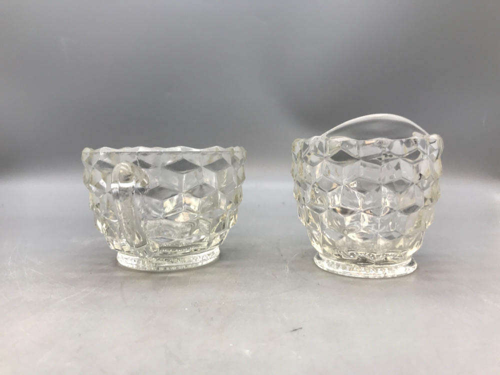 Vintage Clear Depression Glass Sugar and Creamer Set