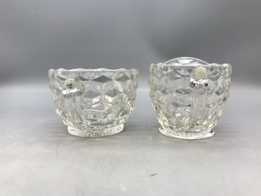 Vintage Clear Depression Glass Sugar and Creamer Set