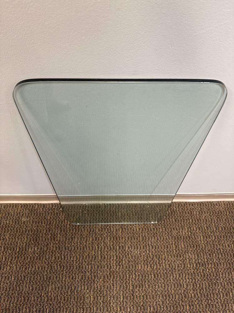 Mid Century Modern Style Glass Coffee Table - 2 Half Circle Bases - 1 Glass Top - Good