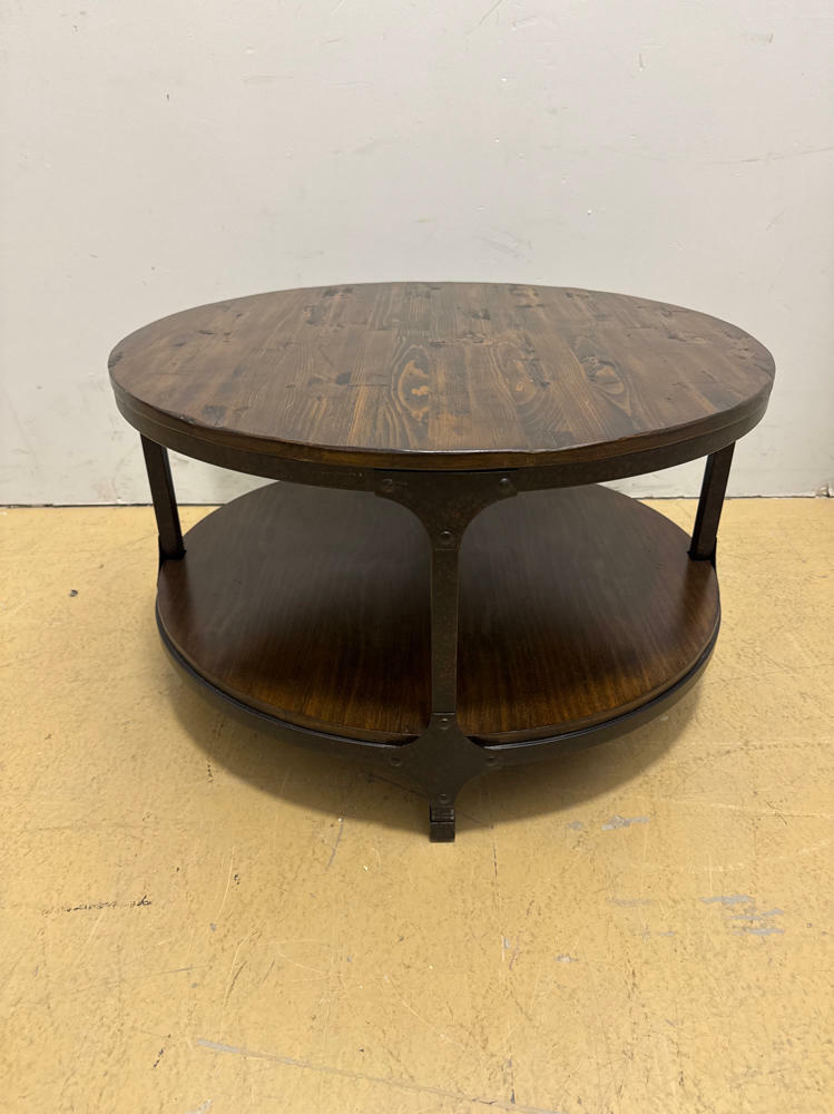 Urban Nature Round Coffee Table - Round Dark Wood and Metal Coffee Table - Good