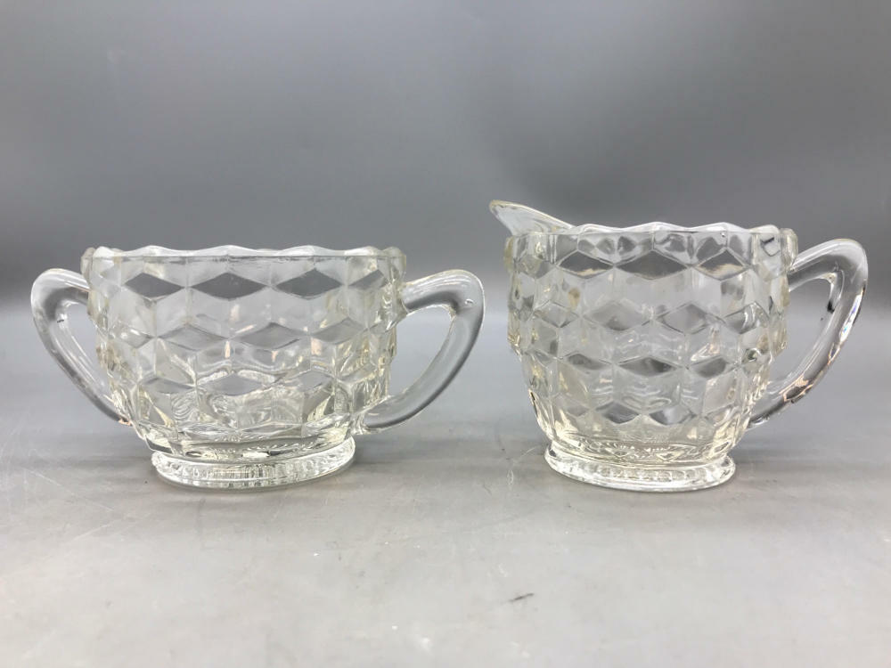 Vintage Clear Depression Glass Sugar and Creamer Set