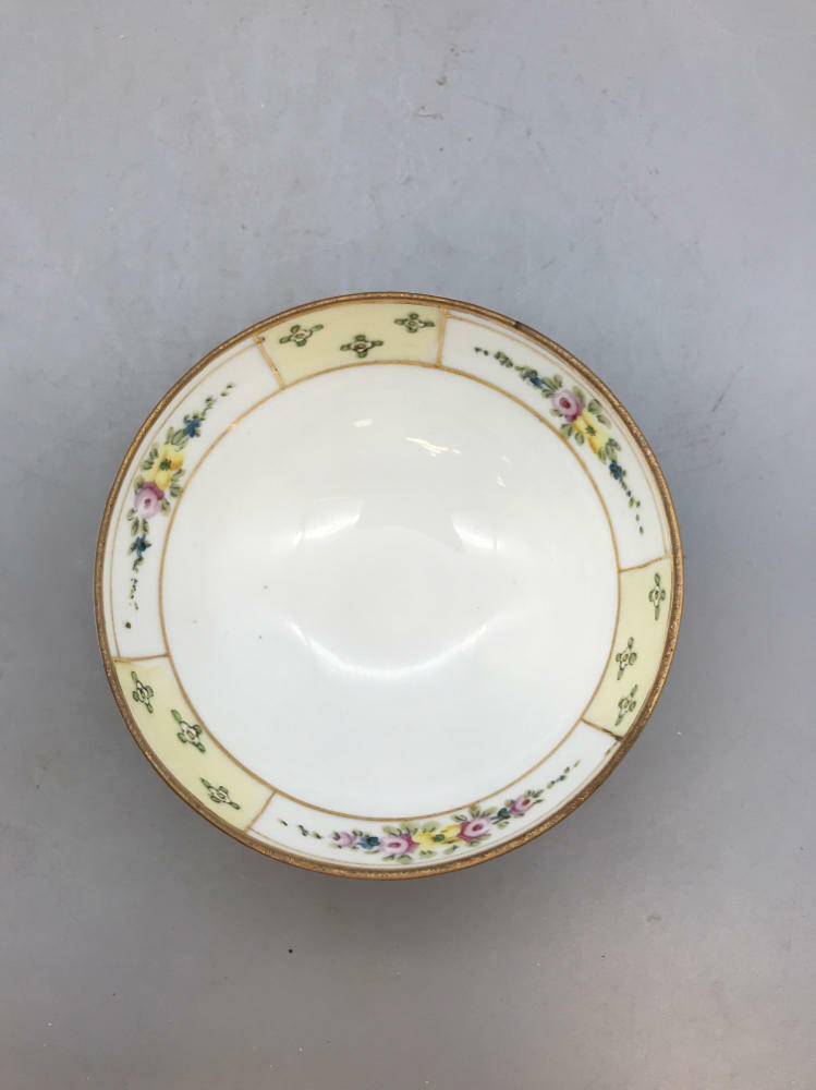 Hand painted 3 Legged Nippon Bowl with Spoon/Ladle - Good