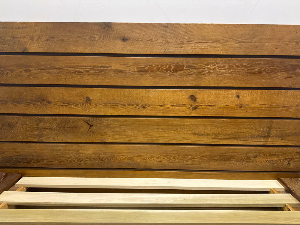 Grant Reclaimed Wood Queen Platform Bed Frame - Queen Size Bedframe - Dark Wood - Good