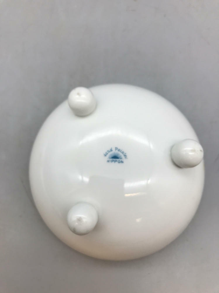 Hand painted 3 Legged Nippon Bowl with Spoon/Ladle - Good