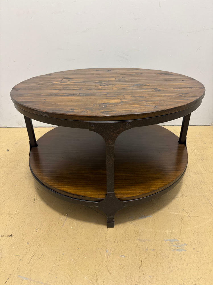 Urban Nature Round Coffee Table - Round Dark Wood and Metal Coffee Table - Good