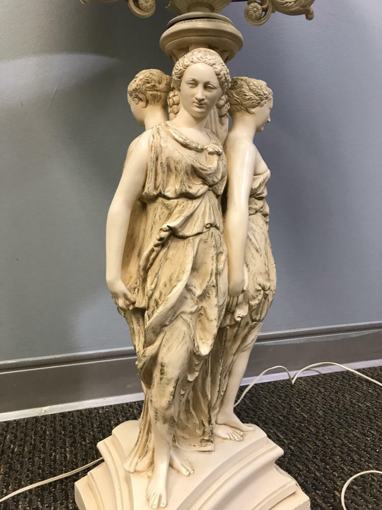 Pair of Large Vintage Lamps- 45" Tall- Three Graces Greek Goddesses on Bases - Good