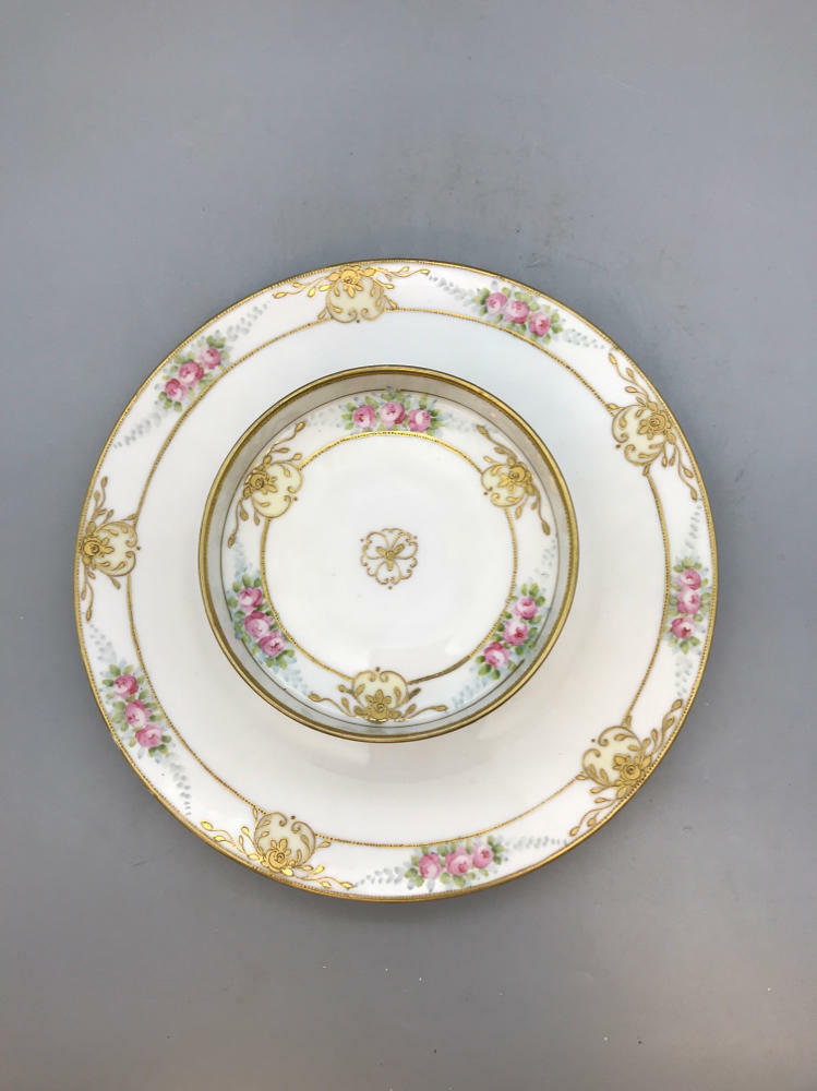 Nippon Hand Painted 2-Tiered Serving Dish in Moriyama Pattern
