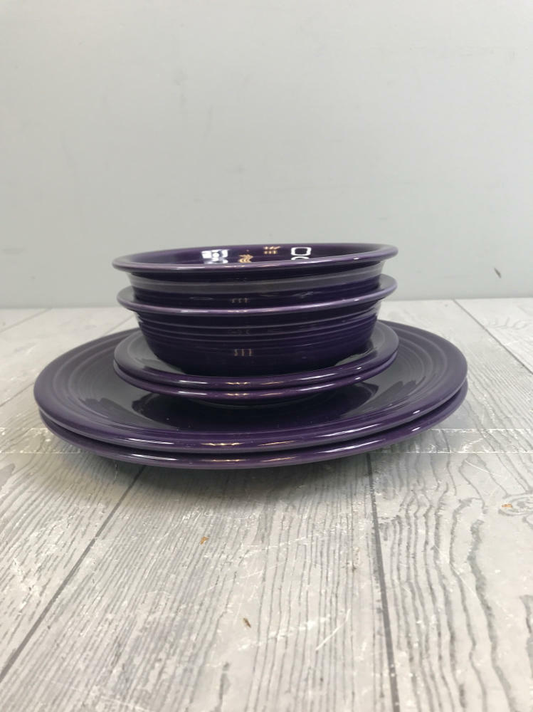 Purple Ceramic Fiestaware FIESTA Plate/Bread Plate/Soup Bowl - 2 Sets of 3