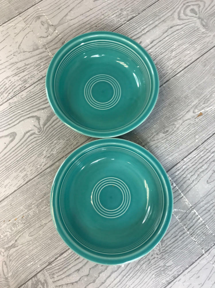 FIESTA Turquoise Blue Dining Set - 2 Bowls, 4 Lrg Plates, 1 Sm Plate - Good