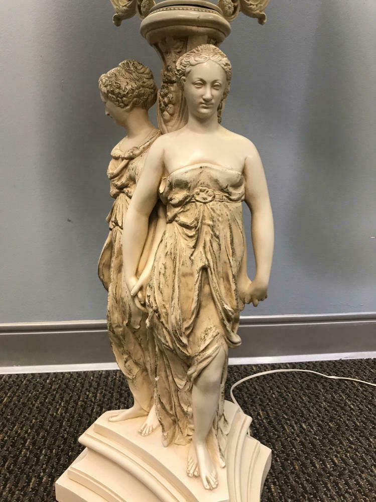 Pair of Large Vintage Lamps- 45" Tall- Three Graces Greek Goddesses on Bases - Good