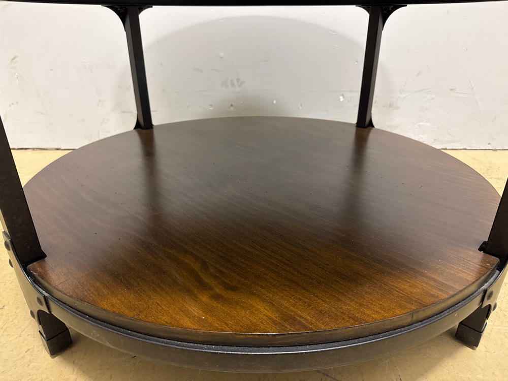 Urban Nature Round Coffee Table - Round Dark Wood and Metal Coffee Table - Good