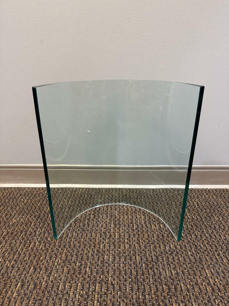 Mid Century Modern Style Glass Coffee Table - 2 Half Circle Bases - 1 Glass Top - Good