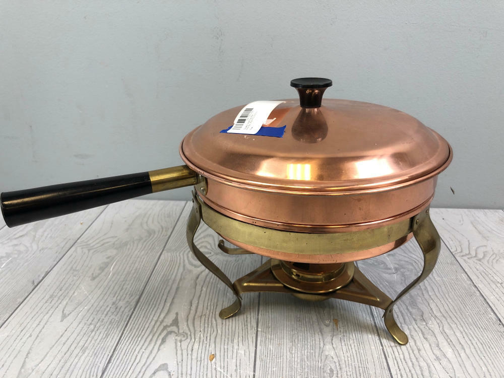 Vintage Copper and Brass Chafing Dish Set - Copper Food Warmer and Buffet Server - Good