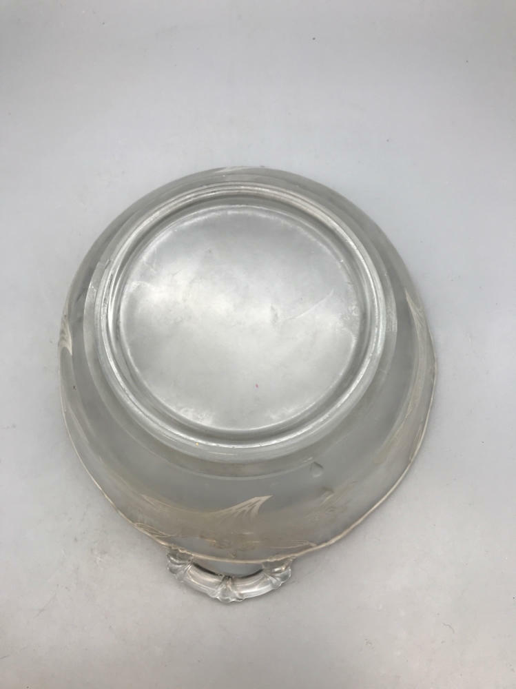 Vintage Clear Glass Serving Bowl With Floral Overlay