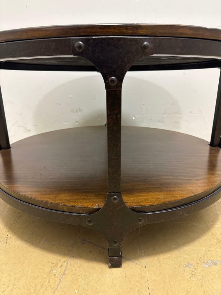 Urban Nature Round Coffee Table - Round Dark Wood and Metal Coffee Table - Good