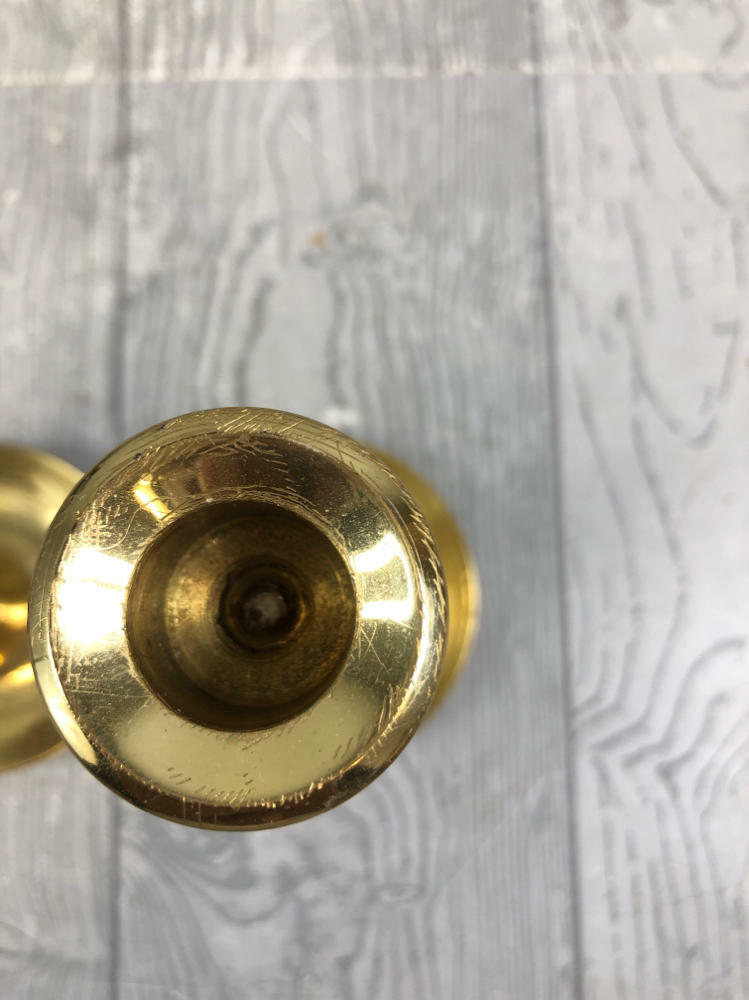 Pair of Baldwin 6.25 Polished Brass Saucer Base Weighted Candle Holders - Decor - Good