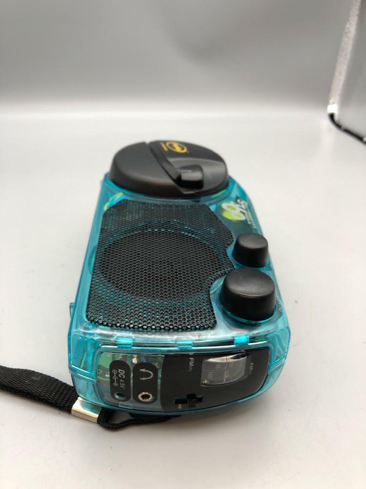 FREEPLAY Self Powered Solar AM/FM Emergency Radio Crank Clear Blue/Green - Good