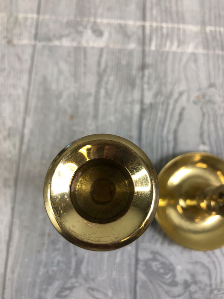 Pair of Baldwin 6.25 Polished Brass Saucer Base Weighted Candle Holders - Decor - Good