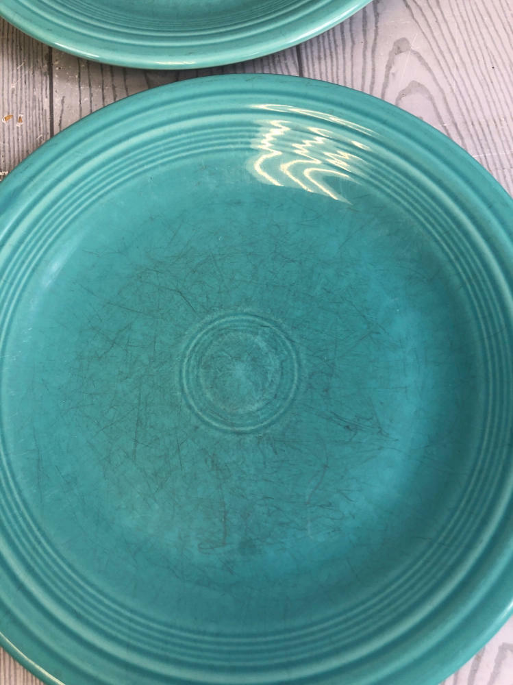 FIESTA Turquoise Blue Dining Set - 2 Bowls, 4 Lrg Plates, 1 Sm Plate - Good