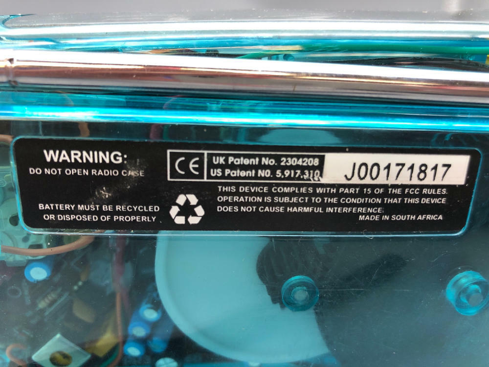 FREEPLAY Self Powered Solar AM/FM Emergency Radio Crank Clear Blue/Green - Good