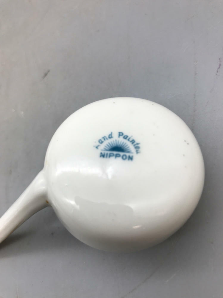 Hand painted 3 Legged Nippon Bowl with Spoon/Ladle - Good