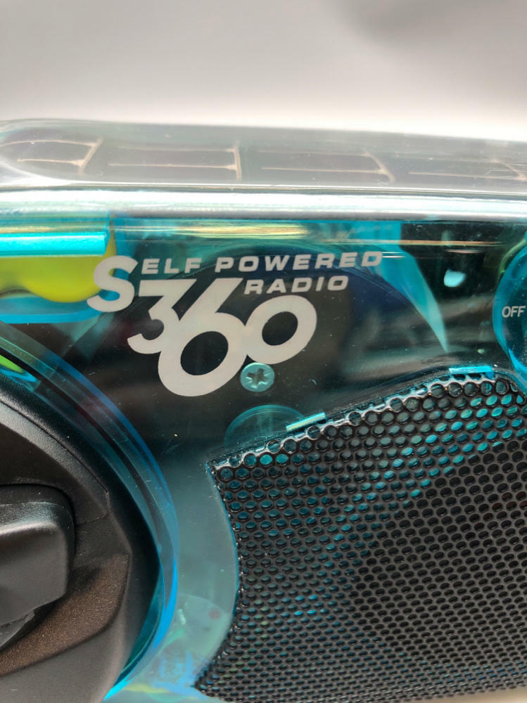 FREEPLAY Self Powered Solar AM/FM Emergency Radio Crank Clear Blue/Green - Good