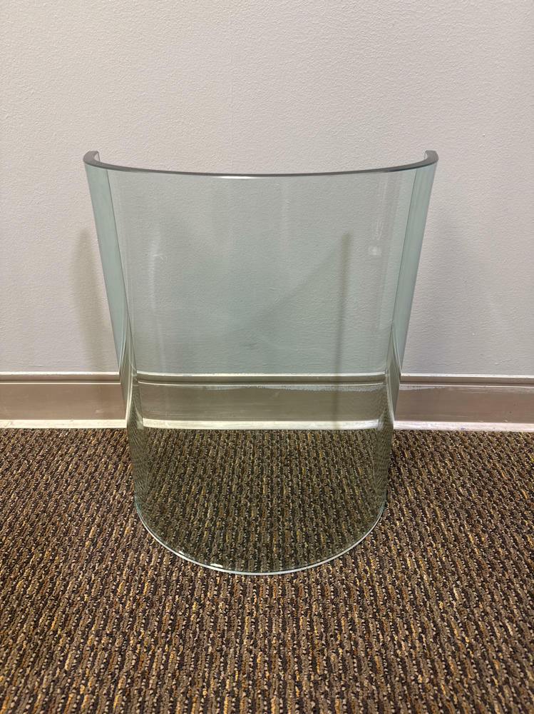 Mid Century Modern Style Glass Coffee Table - 2 Half Circle Bases - 1 Glass Top - Good