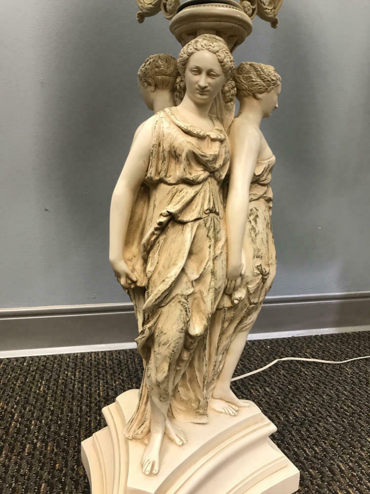 Pair of Large Vintage Lamps- 45" Tall- Three Graces Greek Goddesses on Bases - Good