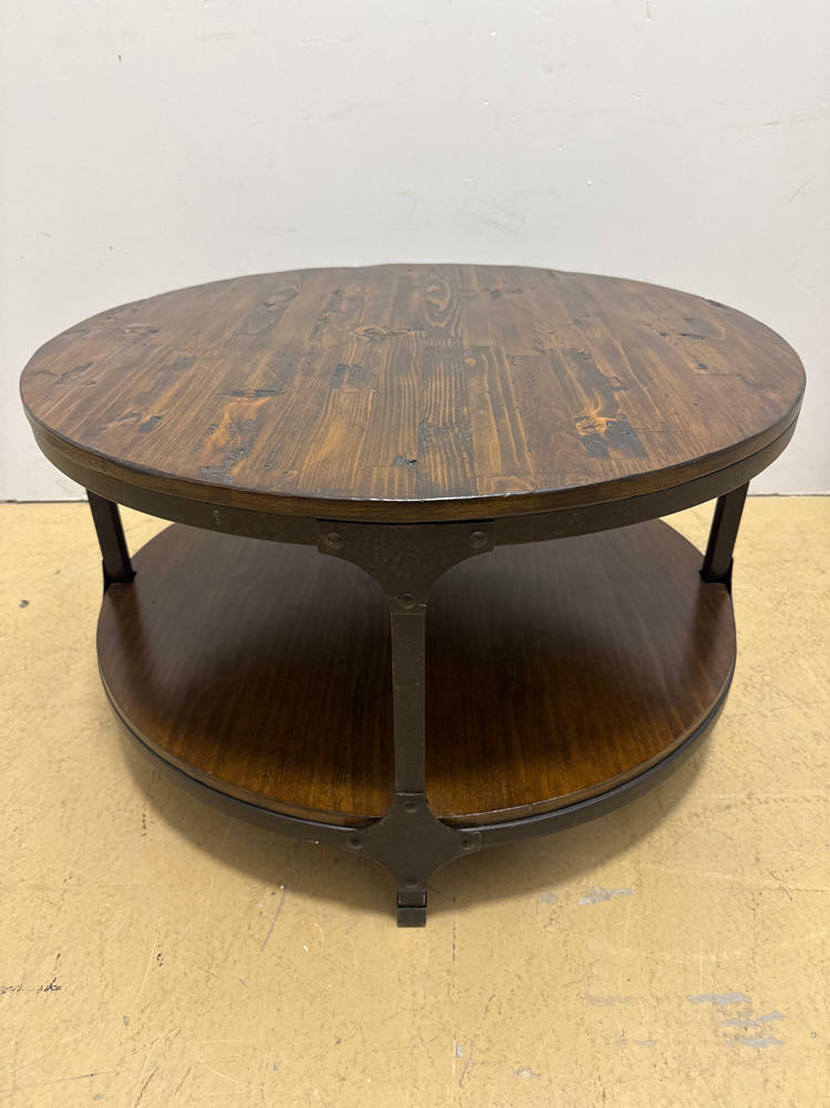 Urban Nature Round Coffee Table - Round Dark Wood and Metal Coffee Table - Good